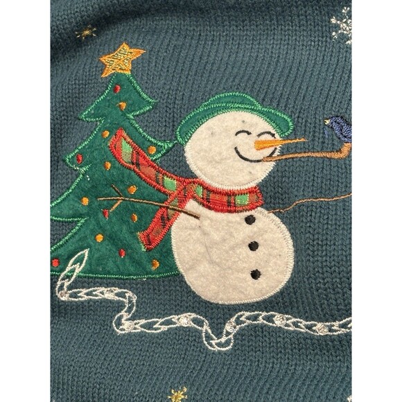 White Stag Vest XXL 18/20 Forest Green Snowman Christmas Button-Up Vtg Festive - Picture 6 of 8